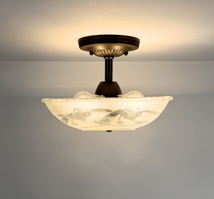 Antique ceiling light with rustic farmhouse character