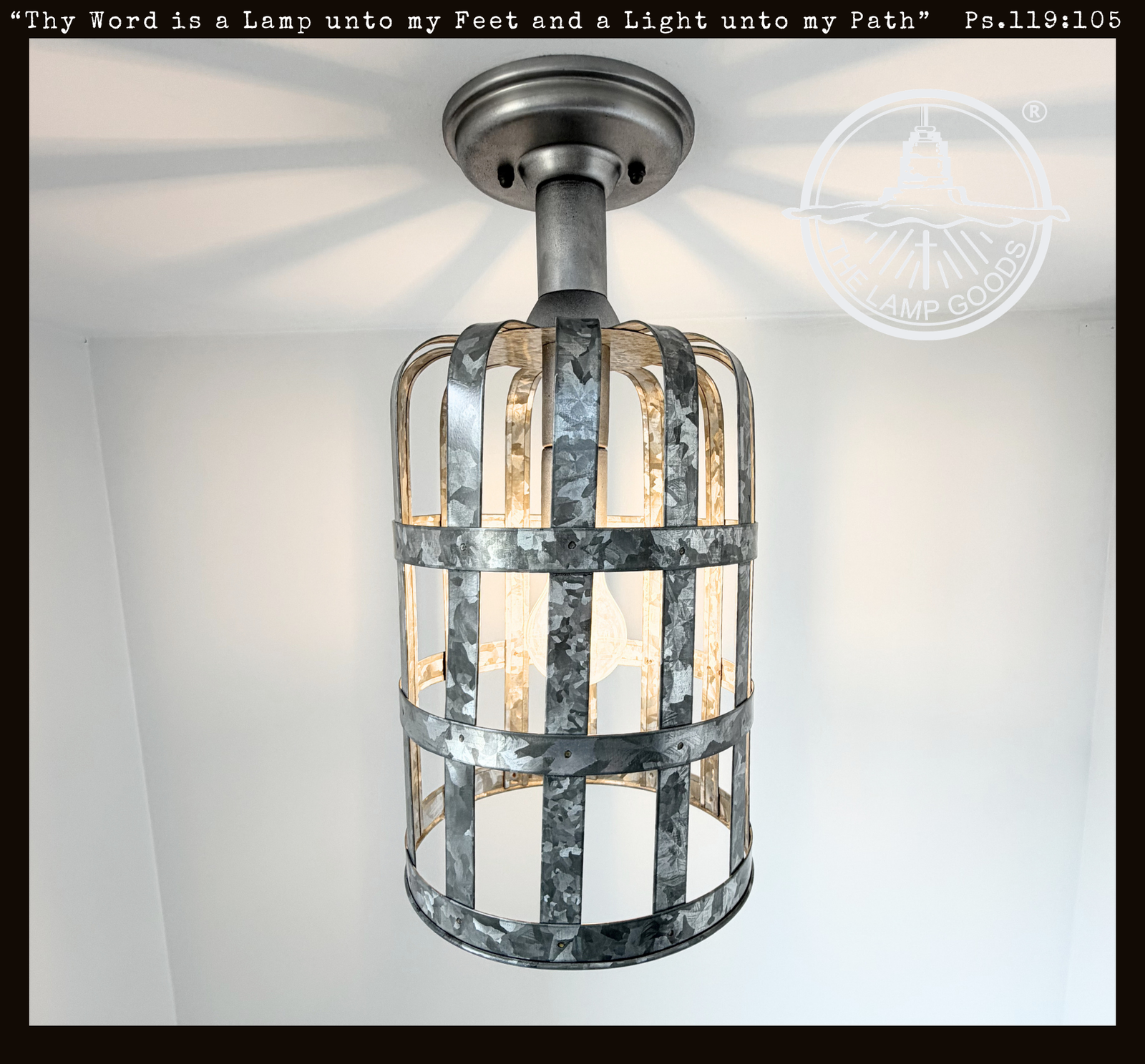 Galvanized Farmstead Cage Ceiling Light