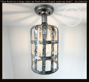 Galvanized Farmstead Cage Ceiling Light
