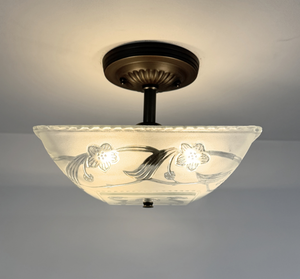 Square Floral Embossed Antique Ceiling Light — handcrafted USA-made lighting