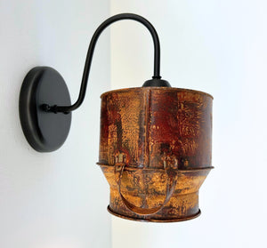 Rustic Weathered Milk Can Farmhouse Wall Sconce