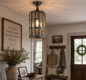 Galvanized Farmstead Cage Ceiling Light