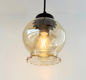Amber Scalloped Globe Pendant Light - The Lamp Goods