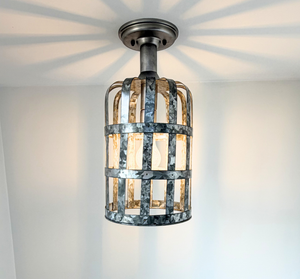 Galvanized Farmstead Cage Ceiling Light