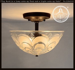 Vintage Art Deco Scallop Rib Ceiling Light