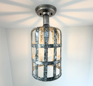 Galvanized Farmstead Cage Ceiling Light