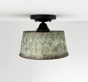 Farmhouse Lime Washed Bucket Ceiling Light