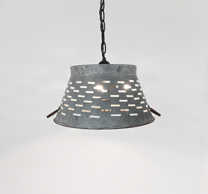 Galvanized Punctured Tin Slat 15" Pendant