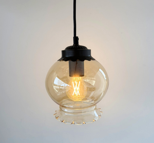Amber Scalloped Globe Pendant Light - The Lamp Goods