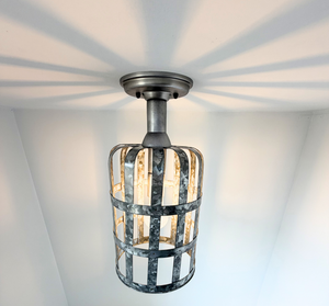 Galvanized Farmstead Cage Ceiling Light