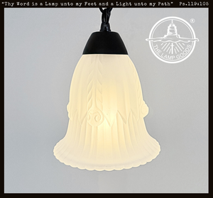 Vintage Embossed Tulip Frosted Pendant