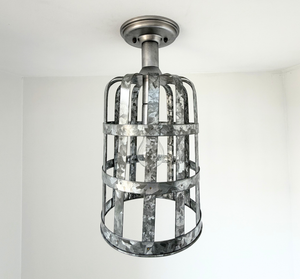 Galvanized Farmstead Cage Ceiling Light