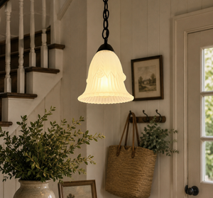 Vintage Embossed Tulip Frosted Pendant