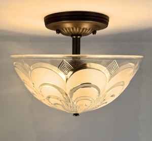 Art deco ceiling light with rustic farmhouse character