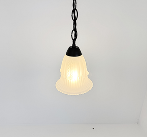Vintage Embossed Tulip Frosted Pendant