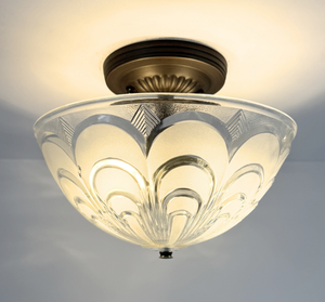 Vintage Art Deco Scallop Rib Ceiling Light — handcrafted USA-made lighting