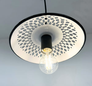 Vintage White Enamel Bread Basket Pendant Light