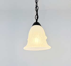 Vintage Embossed Tulip Frosted Pendant