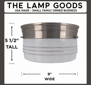Clear Rib Milk Glass Retro Drum Ceiling Light