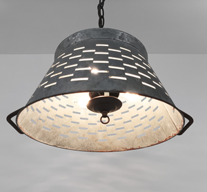Galvanized Punctured Tin Slat 15" Pendant