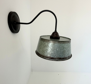 Copper-Edge Galvanized Farm Drum Wall Sconce