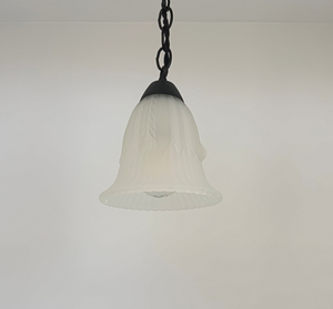 Vintage Embossed Tulip Frosted Pendant