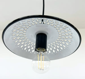 Vintage White Enamel Bread Basket Pendant Light