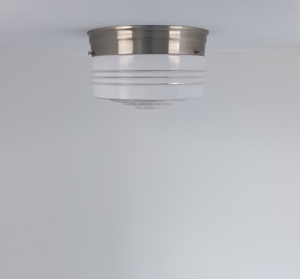 Clear Rib Milk Glass Retro Drum Ceiling Light