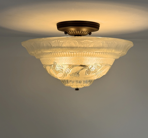 Art Deco Tiered Floral Swirl Vintage Ceiling Light — handcrafted USA-made lighting