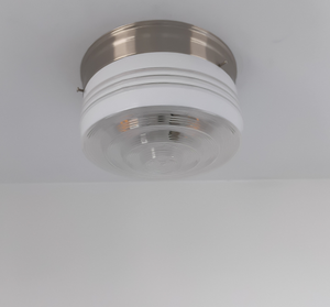Clear Rib Milk Glass Retro Drum Ceiling Light