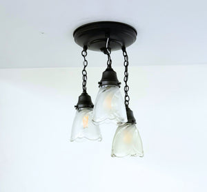 Clear and Frost Swirl Ceiling Light Trio - The Lamp Goods