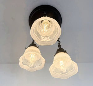 Victorian Vintage Ribbed Ceiling Light Trio - The Lamp Goods