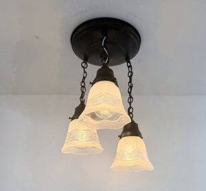 Victorian Vintage Ribbed Ceiling Light Trio - The Lamp Goods