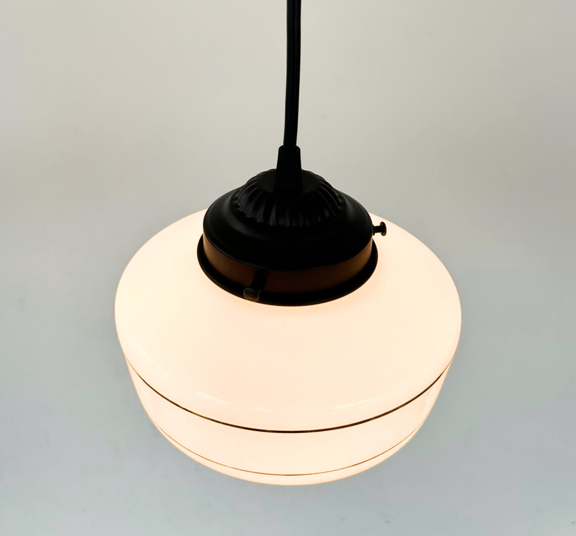 Vintage Gold Banded Schoolhouse Pendant