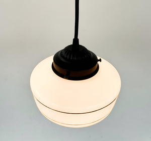 Vintage Gold Banded Schoolhouse Pendant