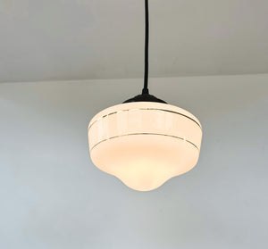 Vintage Gold Banded Schoolhouse Pendant