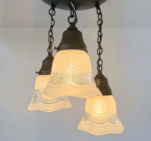 Victorian Vintage Ribbed Ceiling Light Trio - The Lamp Goods