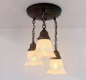 Victorian Vintage Ribbed Ceiling Light Trio - The Lamp Goods