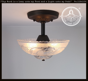 Antique Floral and Leaf Embossed Ceiling Light