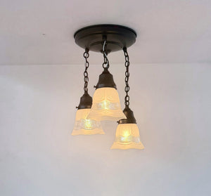 Victorian Vintage Ribbed Ceiling Light Trio - The Lamp Goods