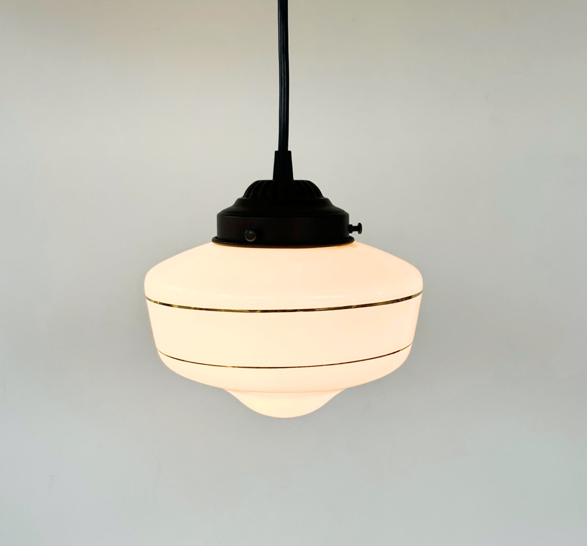 Vintage Gold Banded Schoolhouse Pendant