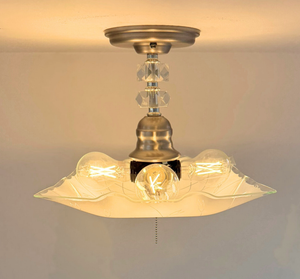 Etched Floral Frosted Glass Square Flush Mount Light - The Lamp Goods