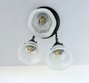 Victorian Vintage Ribbed Ceiling Light Trio - The Lamp Goods