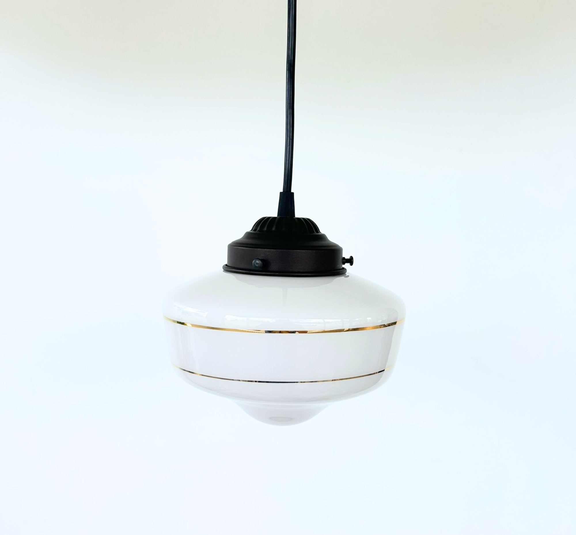 Vintage Gold Banded Schoolhouse Pendant