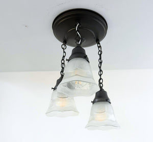 Victorian Vintage Ribbed Ceiling Light Trio - The Lamp Goods