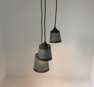 Corrugated Barn Metal Galvanized Rustic Trio Pendant