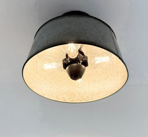Copper-Edge Galvanized Farm Drum Ceiling Light