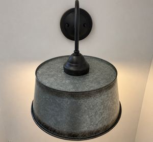 Copper-Edge Galvanized Farm Drum Wall Sconce