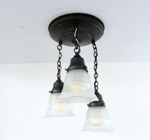 Victorian Vintage Ribbed Ceiling Light Trio - The Lamp Goods