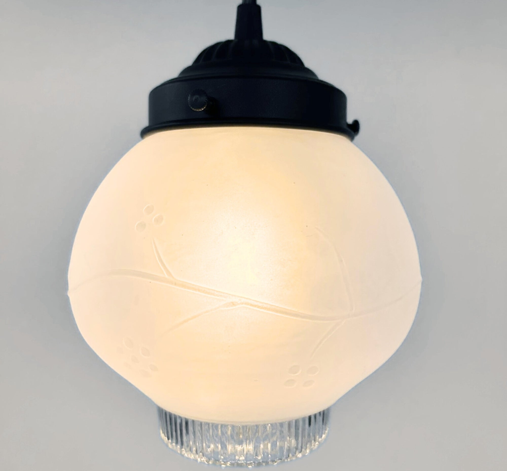 Frosted Embossed Berry Vine Globe Pendant Light